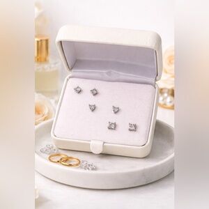 Elegant Silver Stud Earrings Set